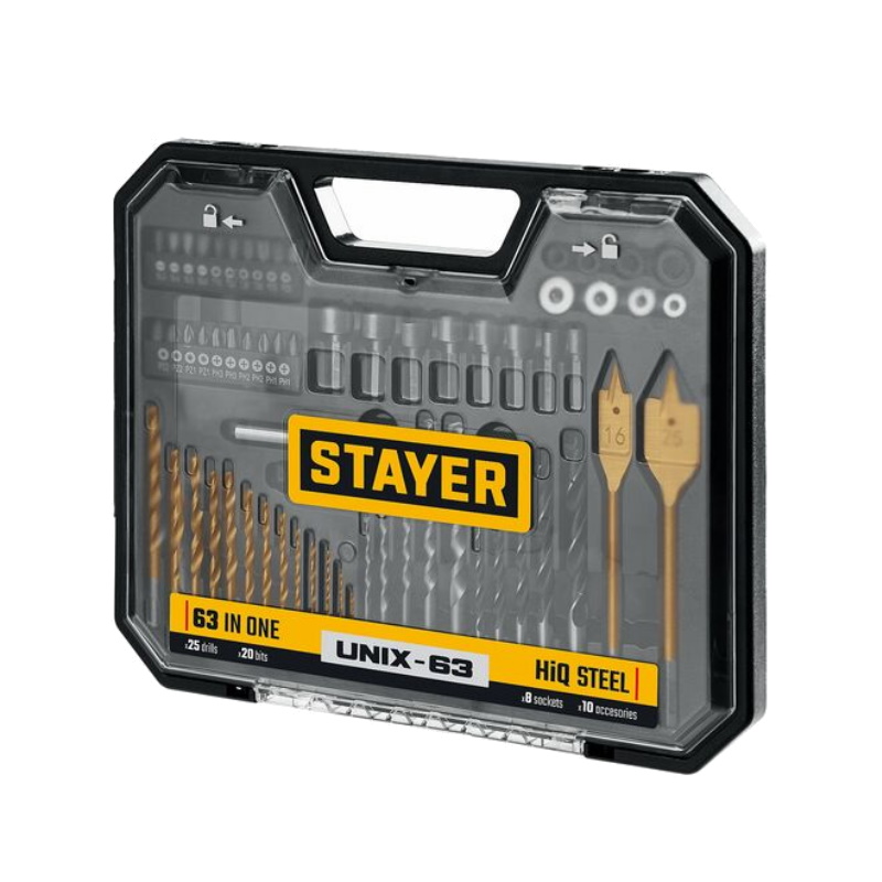 Универсальный комбинированный набор Stayer Unix-63 29720-H63, 63 предмета в Рыбинске