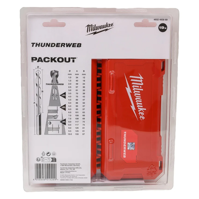 Набор сверл по металлу Milwaukee THUNDERWEB™ GEN III 4932493869 HSS-G, 19 шт. (1-10 мм)   в Муроме