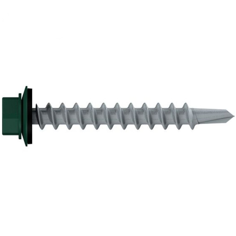 Саморез кровельный Starfix SMP2-24061-80, 4.8х29 мм цинк, шайба с прокл., PT3, RAL 6005 (80 шт в пластиковом контейнере) в Вологде