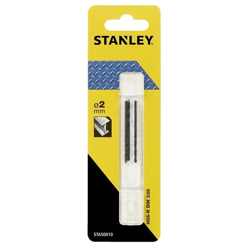 Сверло по металлу Stanley STA50010-QZ, HSS-R, 2 мм, 3 штуки