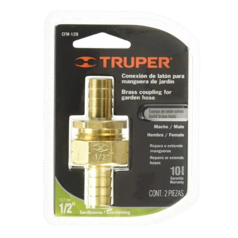 Коннектор для шланга латунный Truper CFM-1/2B, 1\2", мама-папа 12704 в Череповце