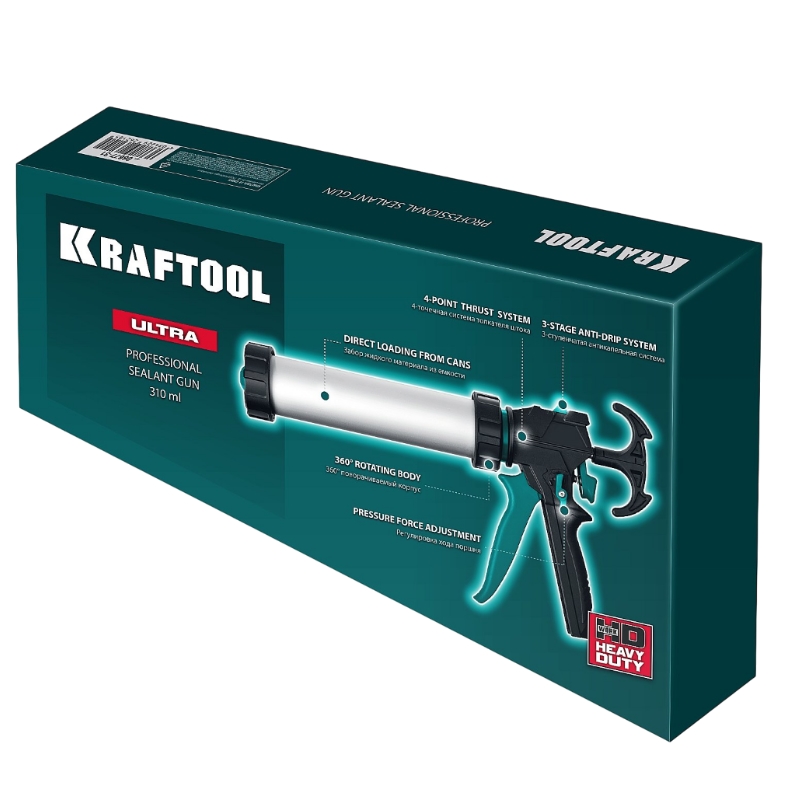 Пистолет Kraftool ULTRA 06677-31 для герметика 310 мл, прямой забор, регулировка силы давления, вариативная антикапельная система в Муроме