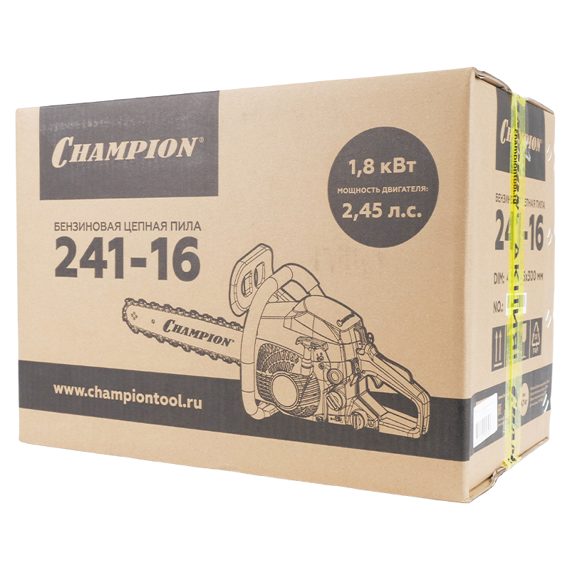Бензопила Champion 241-16"-3/8-1,3-56, в подарок масло д/цепи, свеча зажигания, смазка универсальная, цепь