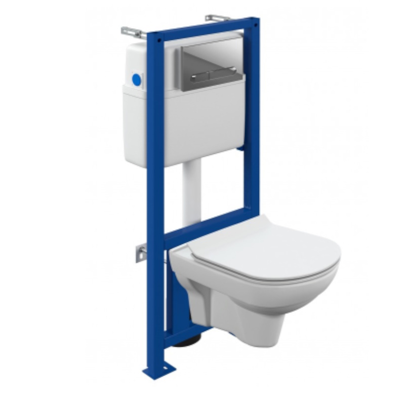 Комплект Cersanit CITY CO DP 64121, инсталляция LINK PRO + кнопка ESTETICA пластик хром глянцевый