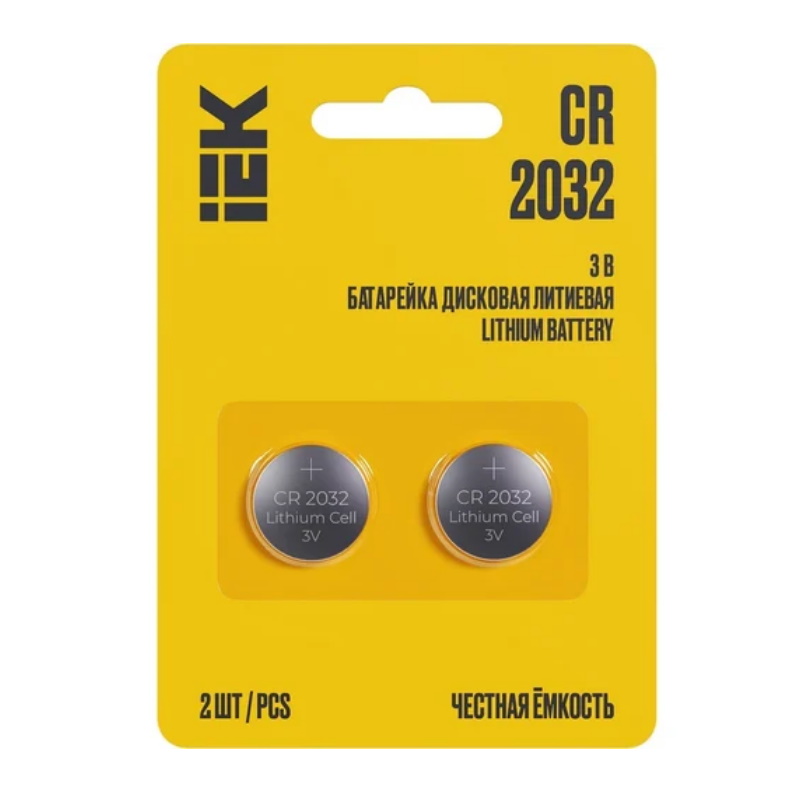Батарейка дисковая литиевая IEK CR2032 ABT-CR2032-OP-L02, 2шт, блистер