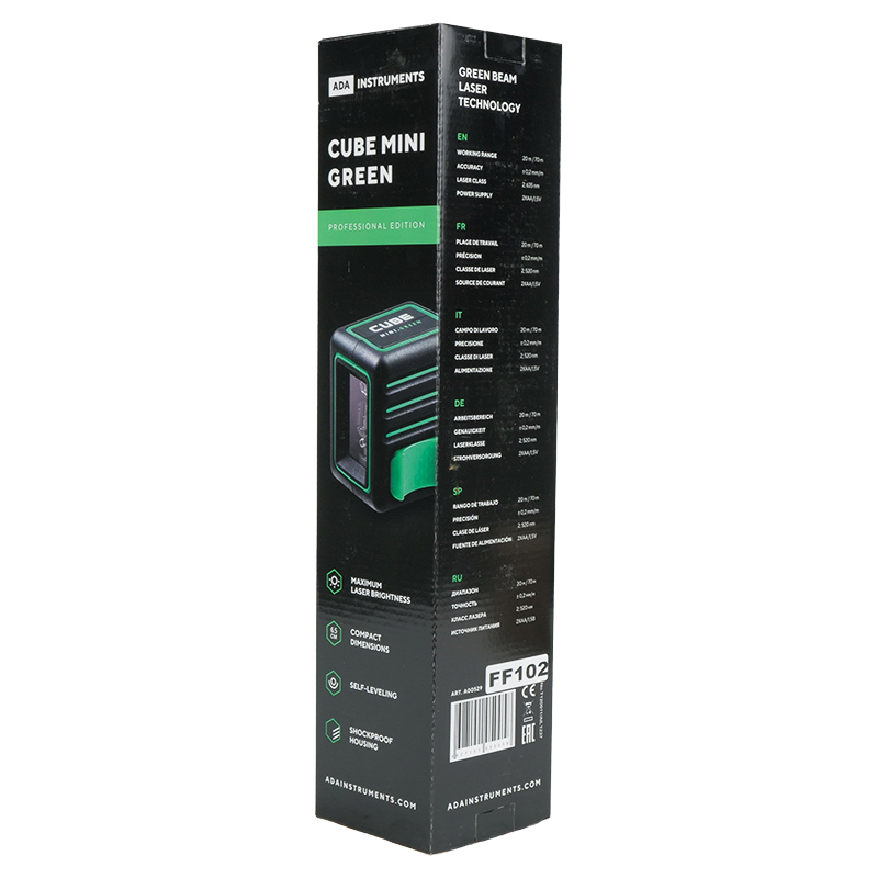 Лазерный уровень Ada Cube MINI Green Professional Edition А00529 (дальность без приемника 20 м, штатив) в Череповце