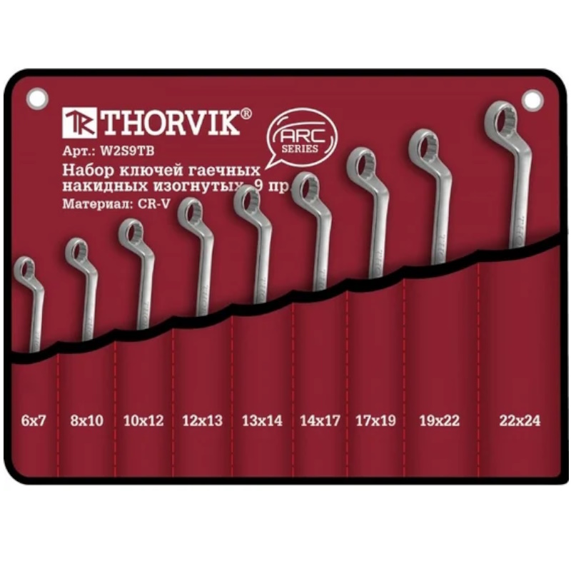 Набор ключей гаечных накидных изогнутых серии ARC в сумке Thorvik W2S9TB 052624 6-24 мм 9 предметов 2597₽