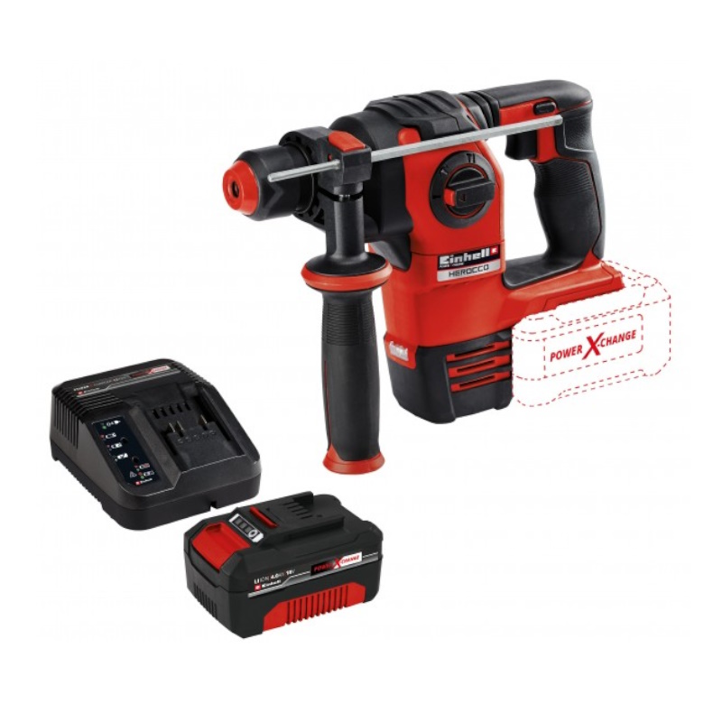 Перфоратор аккумуляторный Einhell PXC HEROCCO 4513900SET, + 1 аккумулятор PXC 4Ач 18В + ЗУ 3А