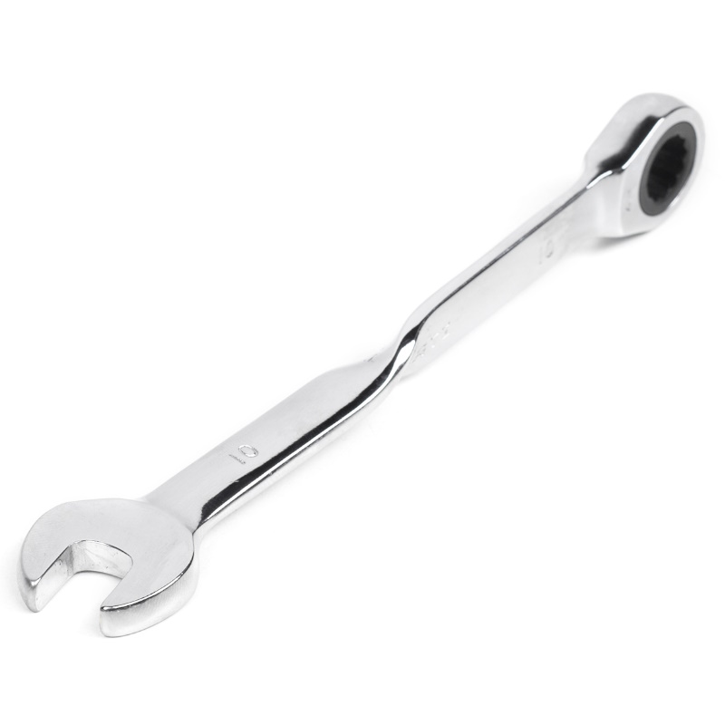Ключ комбинированный трещоточный удлиненный Hortz 121236 10х10 мм с изогнутой рукояткой хром 549₽