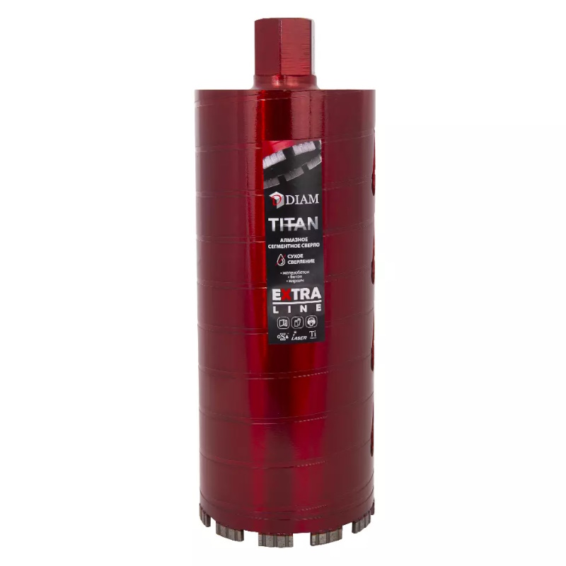 Сверло алмазное сегментное сухое Diam Extra Line Titan 313029, 132x300х6x1,1/4UNC, армированный бетон