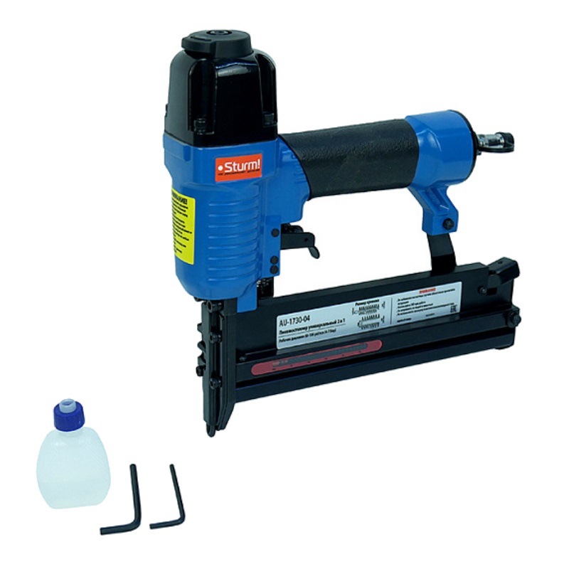 Степлер пневматический Sturm AU-1730-04 универсальный 2 в 1 скобагвоздь 3468₽
