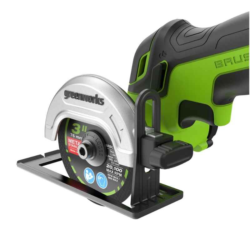 Угловая шлифмашина (болгарка) аккумуляторная Greenworks GD24UCS 3402007CUA, 76 мм, 24 В, плавный пуск, регулировка оборотов в Череповце