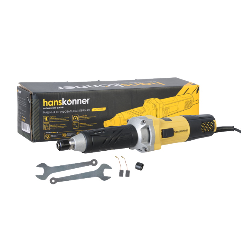 Машина шлифовальная прямая Hanskonner HGD0665 650 Вт цанги 68мм кабель 4 м10000-30000обмин