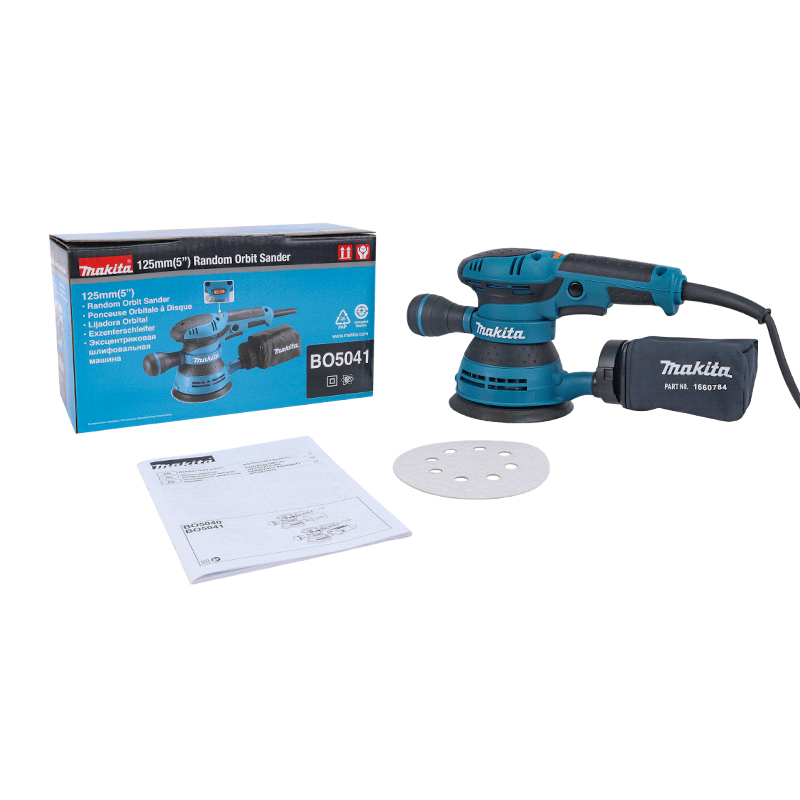 Эксцентриковая шлифмашина Makita BO5041 (диаметр круга 125 мм, вес 1,4 кг, работа с пылесосом) во Владимире