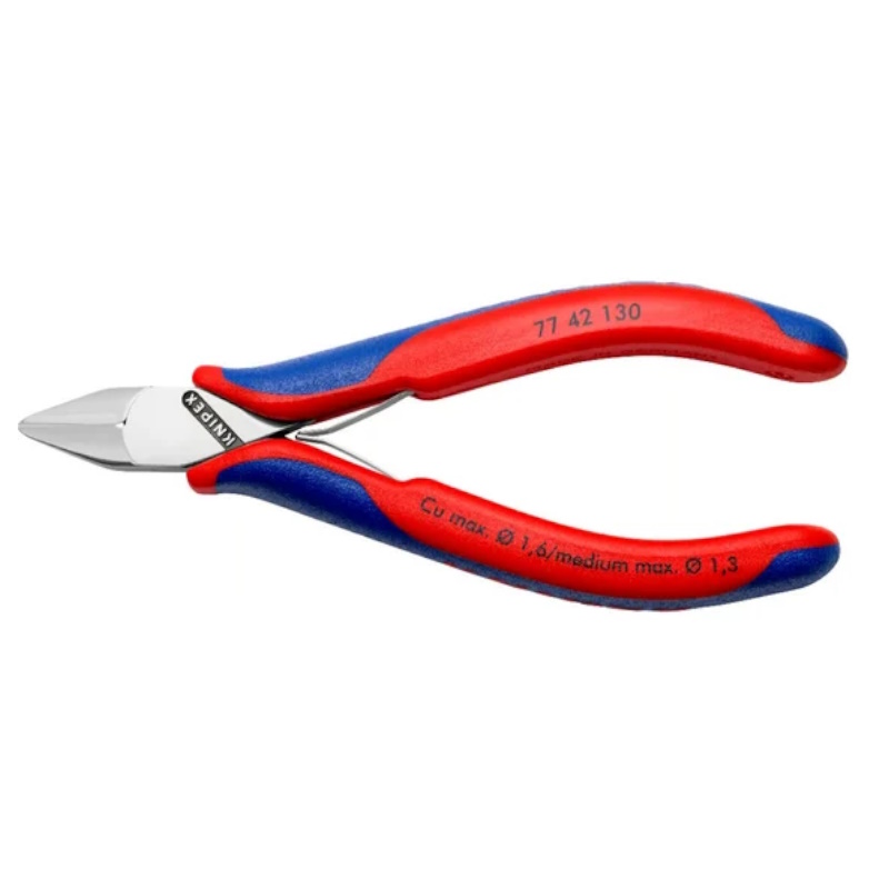 Бокорезы для электроники Knipex KN-7742130, острая головка, без фаски, 130 мм, 2-комп ручки в Иваново