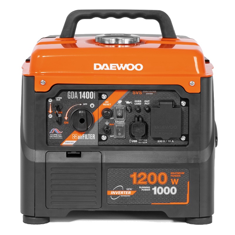 Генератор бензиновый инверторный Daewoo GDA 1400i (мощность 1.2 кВт, четырехтактный двигатель, ручной запуск)