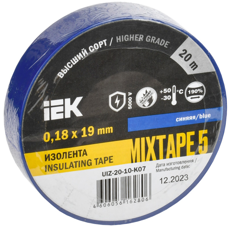 Изолента IEK UIZ-20-10-K07 018х19мм синяя 20м 96₽