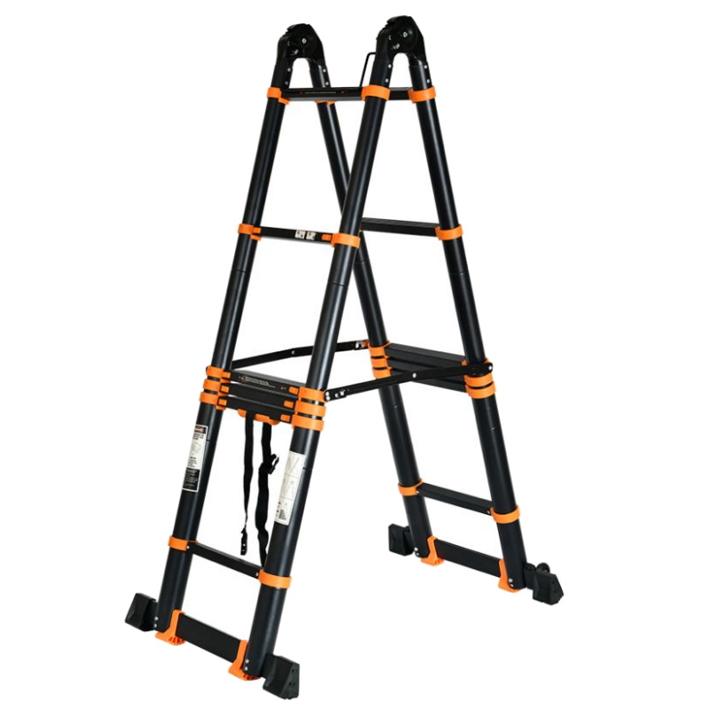 Лестница телескопическая Startul BLACK LINE ST9932-058, 2-х секционная, алюминиевая, 290/580 см, 2х7 ступеней, 19.2 кг в Ярославле