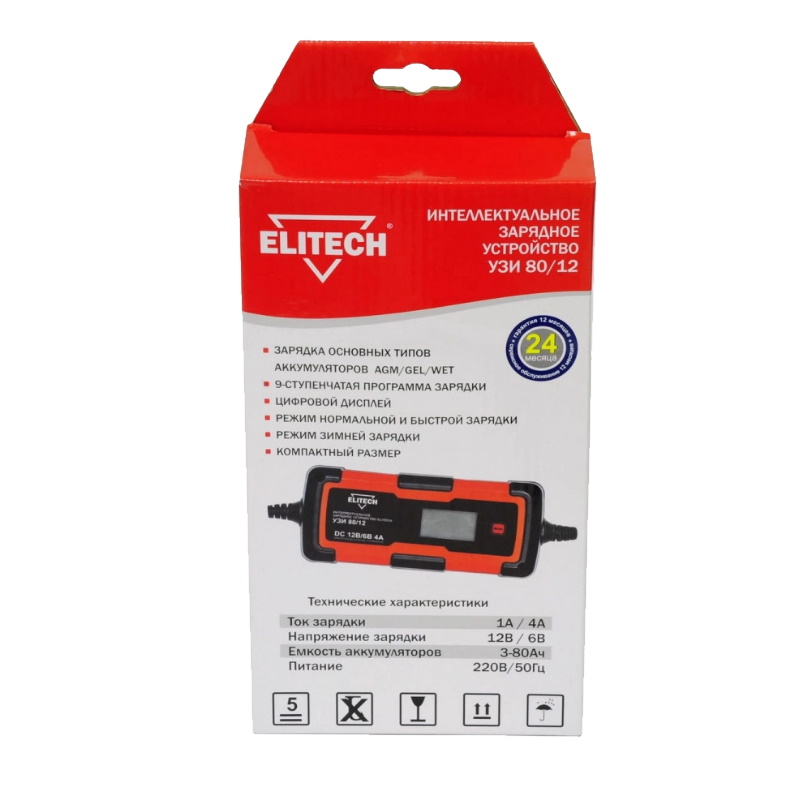 Устройство зарядное Elitech УЗИ 80/12 191004, 1-4,5А,6/12В в Твери