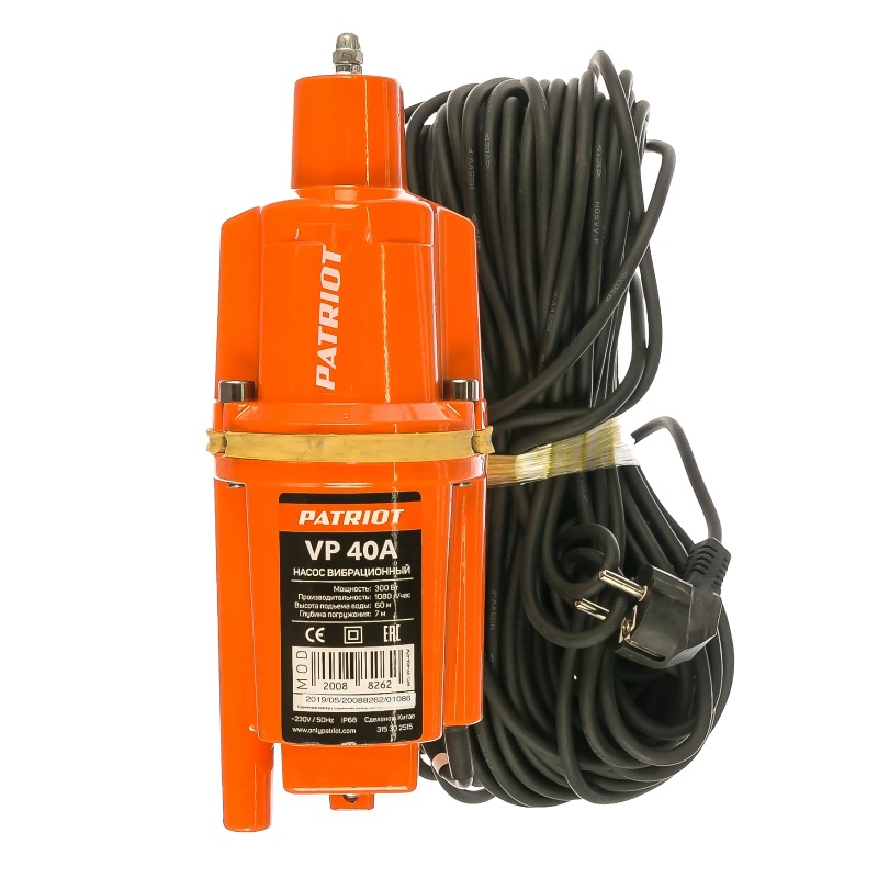 Вибрационный насос Patriot VP 40A (напор 60 м, 0.3 кВт, напряжение 220-230 В) в Кинешме