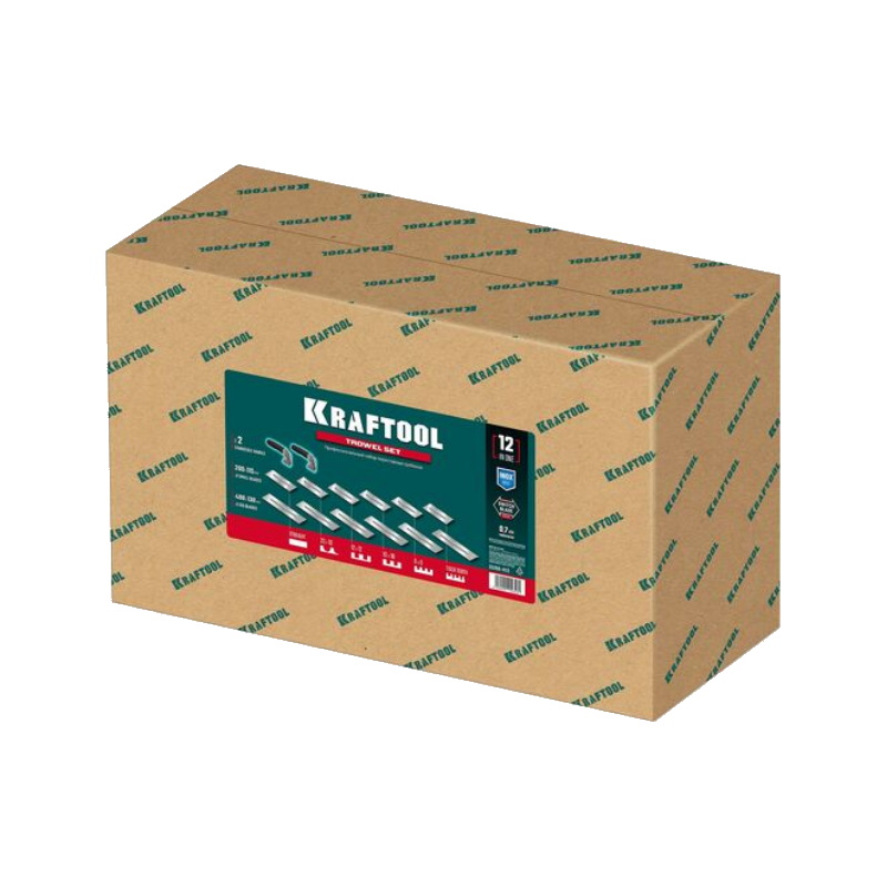 Набор нержавеющих гребенок Kraftool 33268-H12, 280х115 мм (6 штук) - 480х130 мм (6 штук), со сменной 2к ручкой, в пластиковом кейсе в Переславле