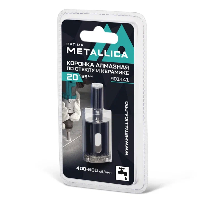 Коронка алмазная Metallica Optima 901441 (20x55 мм, #80, по стеклу, плитке, 1 шт, в блистере) в Муроме