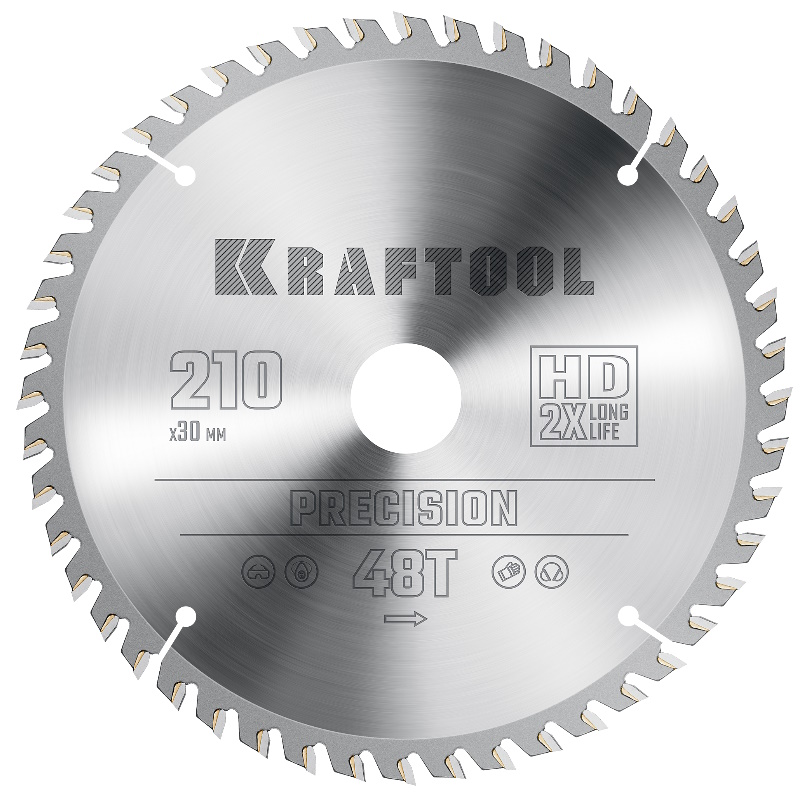 Пильный диск по дереву Kraftool Precision 36952-210-30, 210 х 30 мм, 48Т в Кинешме