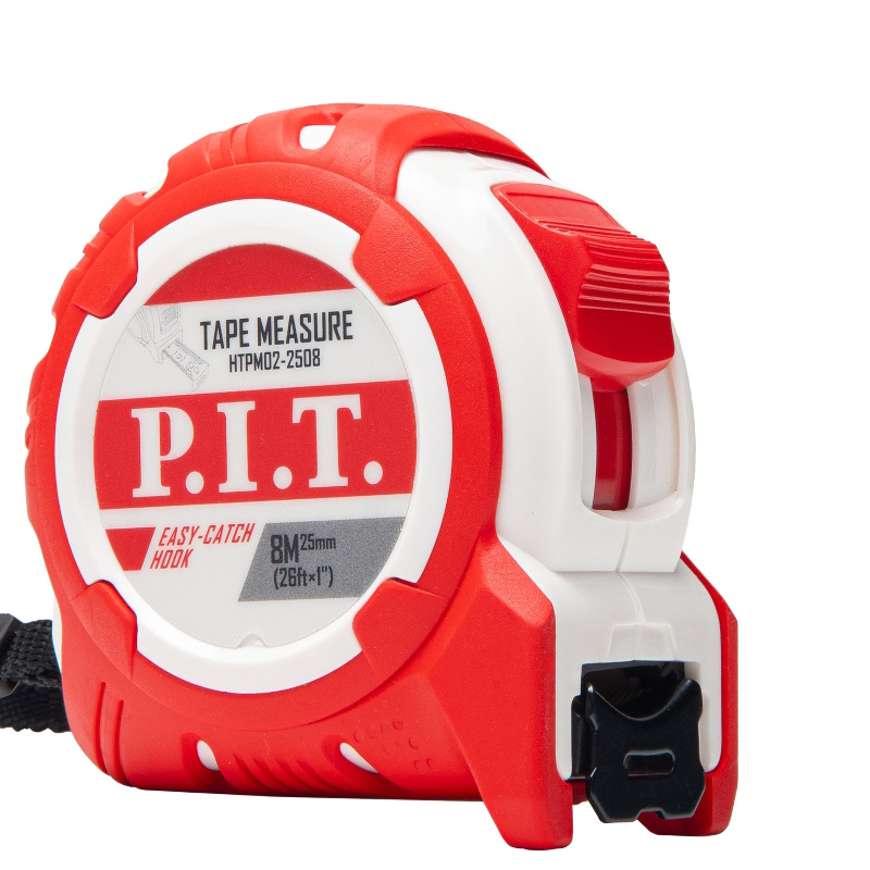 Рулетка с фиксатором P.I.T. HTPM02-2508, 8 м x 25 мм, ABS+TPR в Ярославле