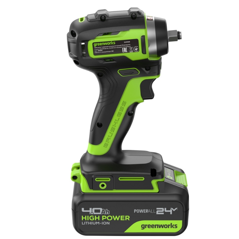 Гайковерт ударный аккумуляторный Greenworks G24IW200 24V 3803607CUB, б/щет, 3/8'', 200Нм, 1х4Ач,ЗУ,кор в Рыбинске