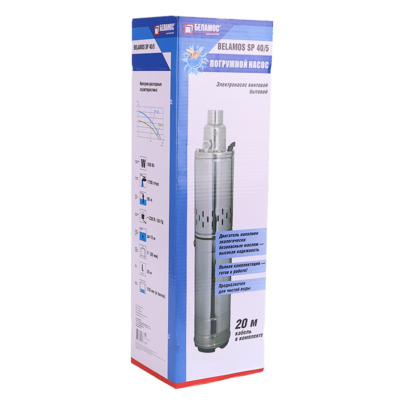 Скважинный насос для грунтовых вод Belamos SP 40/5 (глубина погружения 15м)