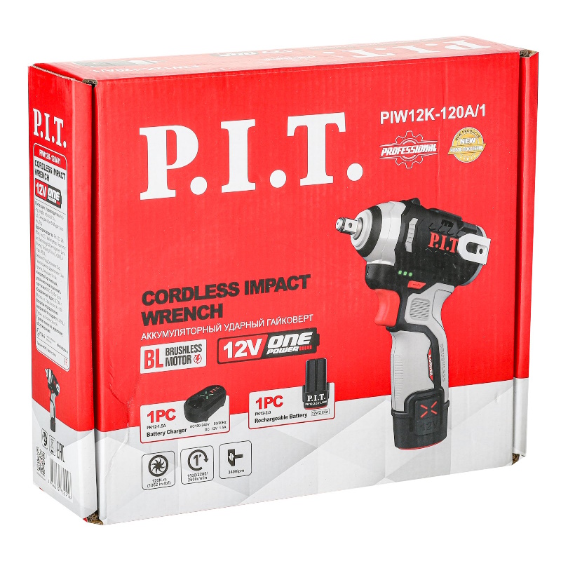 Гайковерт аккумуляторный P.I.T. PIW12K-120A/1 + Аккумулятор OnePower PK12-2.0 в подарок в Твери