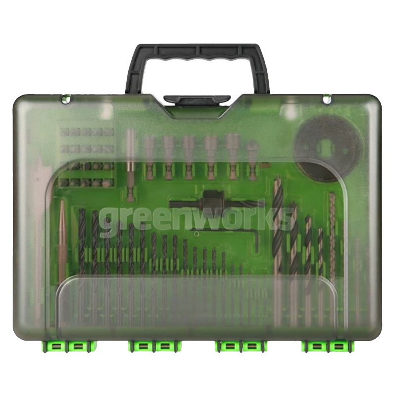 Набор сверл, бит и коронок в кейсе Greenworks 2944507, 60 предметов в Костроме