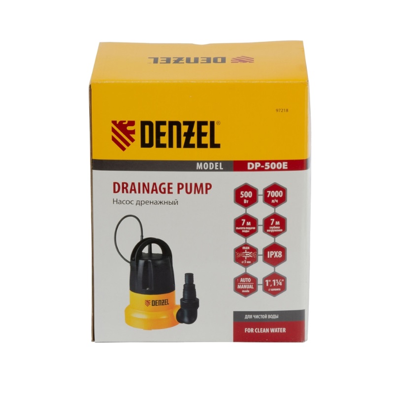 Садовый электрический насос Denzel DP500E 1123711 (500 Вт, макс. напор 7 м, производительность 116 л/мин) в Ярославле