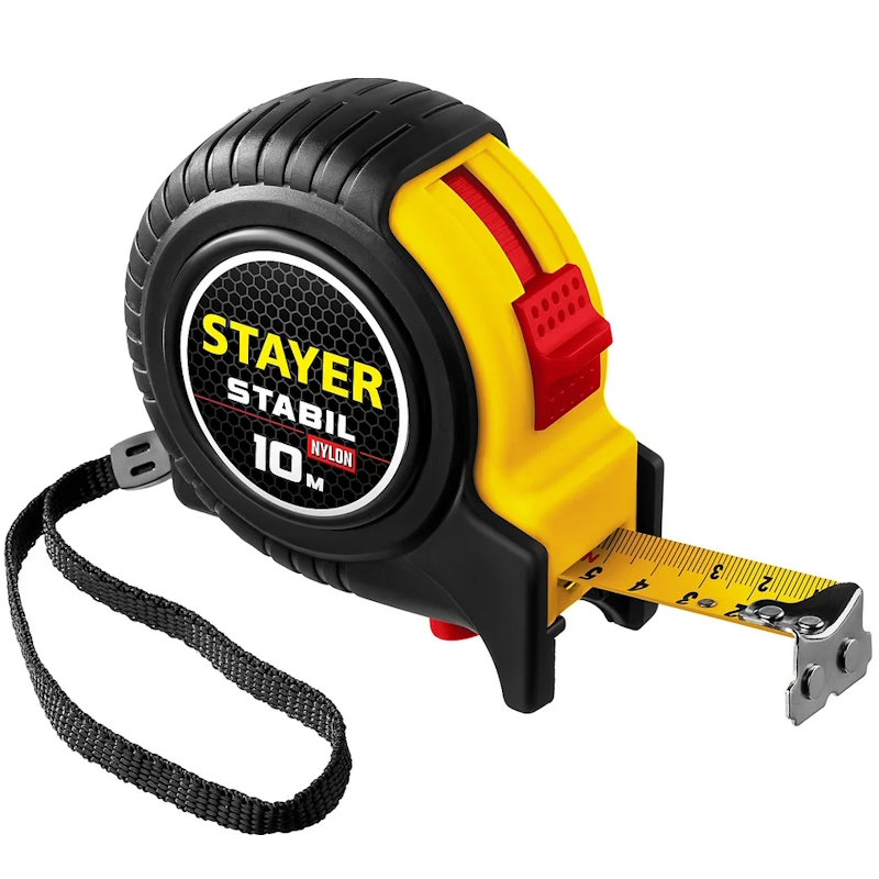 Рулетка профессиональная Stayer STABIL 34131-10, с двухсторонней шкалой, магнитный зацеп 10 м х 25 мм в Рыбинске
