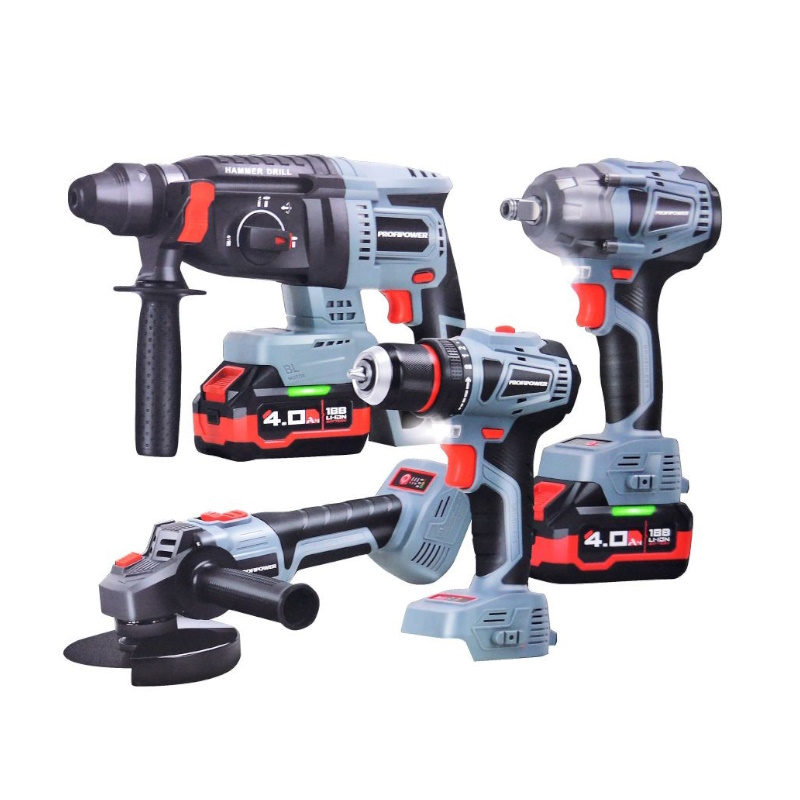 Аккумуляторный бесщеточный набор 4 в 1 ProfiPower ProfiSet-4F18 E0093 Li-ion - 2шт 4Ач под Makita LXT ЗУ кейс E0081 E0080 T0056 T0058 15476₽