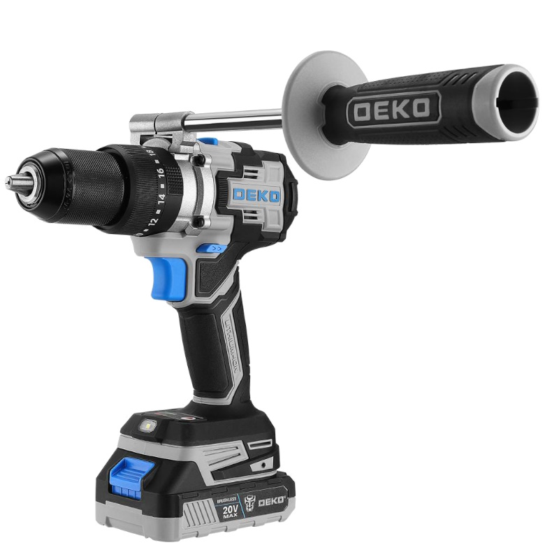 Дрель-шуруповерт Deko ZKCD20V PRO Impact 084-1034, аккумуляторная, ударная, бесщеточная, в кейсе, 20В, 135 Нм, 2x3.0Ач в Иваново