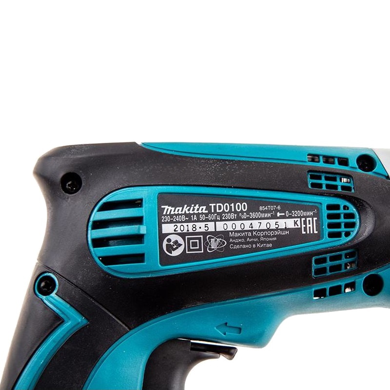 Сетевой ударный винтоверт Makita TD0100 (крутящий момент 100 нм, макс 3200 ударов/мин, бытовой, мощность 230 вт) в Туле