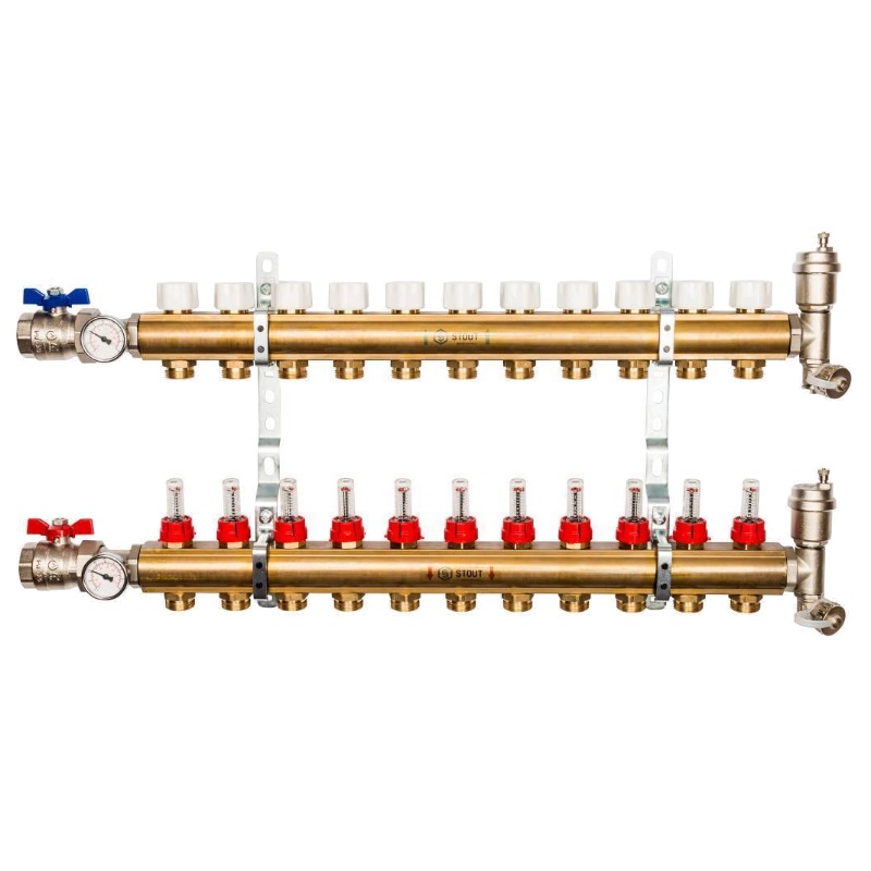 Распределительный коллектор с расходомерами, 11 выходов Stout SMB 0473 000011