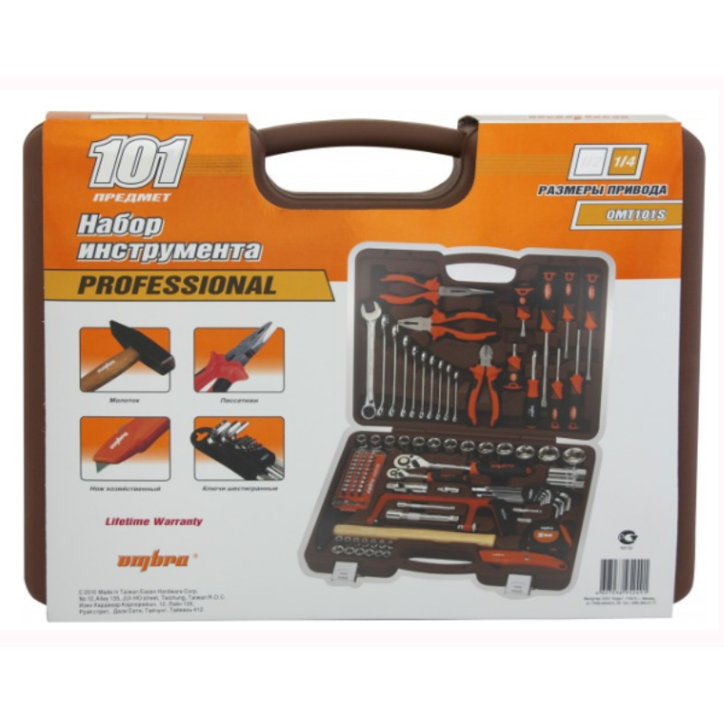 Набор инструмента универсальный Ombra OMT101S, 1/4", 1/2"DR, 101 предмет