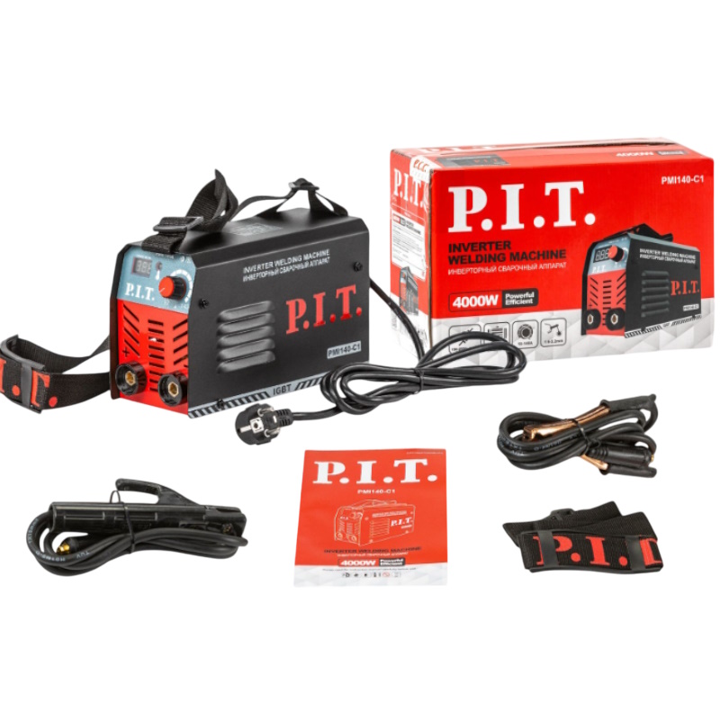 Сварочный аппарат PIT PMI140-C1 IGBT 40кВт 140А ПВ-60 ММА 16-32мм 190-250В ремень
