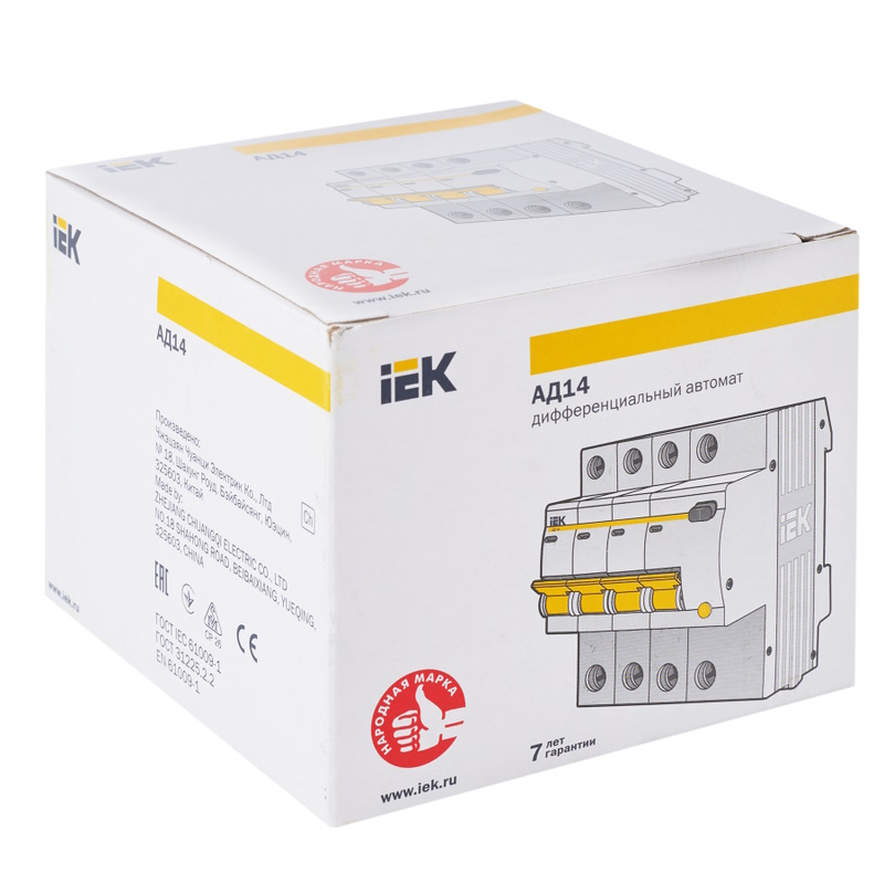 Дифференциальный автомат IEK KARAT АД14 4P MAD10-4-040-C-030, 40А, 30мА, тип AC в Череповце
