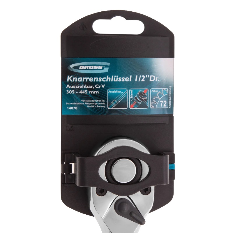 Трещотка телескопическая Gross 14070, 1/2" , 72 зуба