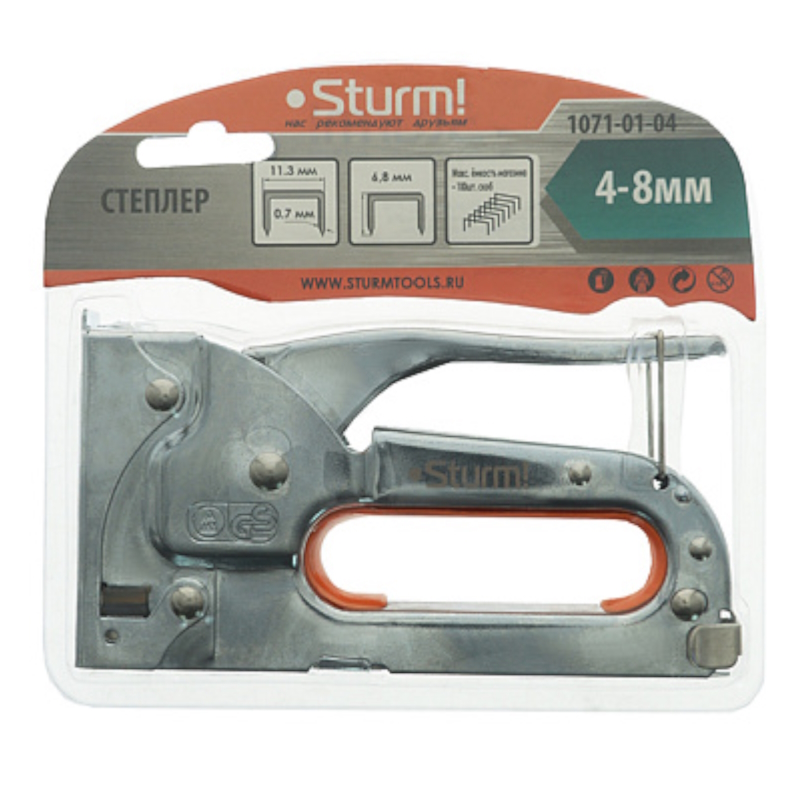 Степлер Sturm 1071-01-04, 53 тип, скоба 4-8мм