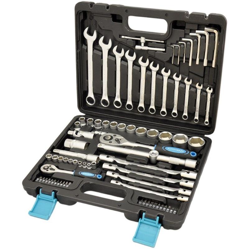 Набор инструментов Autovirazh AV-212077, 1/2" 1/4"DR, CrV, 77 предметов в Переславле