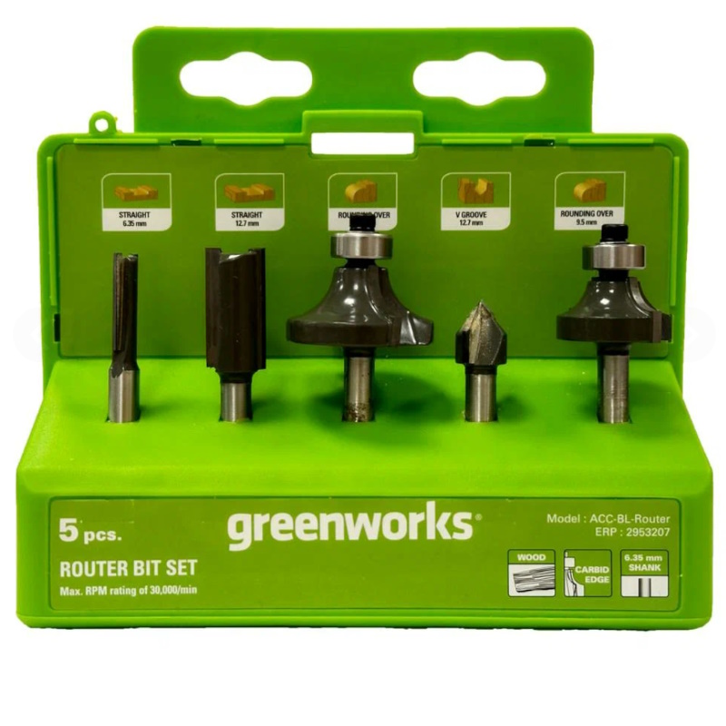 Набор фрез для фрезера Greenworks 2953207, 6.35 мм, 5 шт. в Коврове