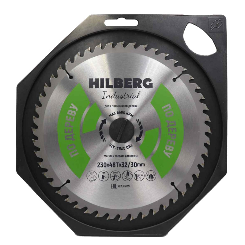 Диск пильный Hilberg Industrial HW234, дерево, 230*32/30*48Т