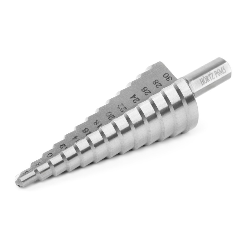 Сверло ступенчатое Hortz 1159171, 6-30, ст.13, dхв=10, Р6М5, (6;8;10;12;14;16;18;20,22,24,26,28,30)
