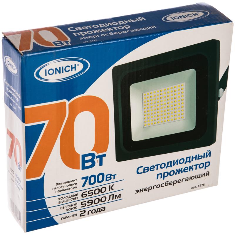 Уличный светодиодный прожектор Ionich IFLSLED-DOB-70-865-BL-IP65 1478 (IP65, 70 Вт) в Иваново