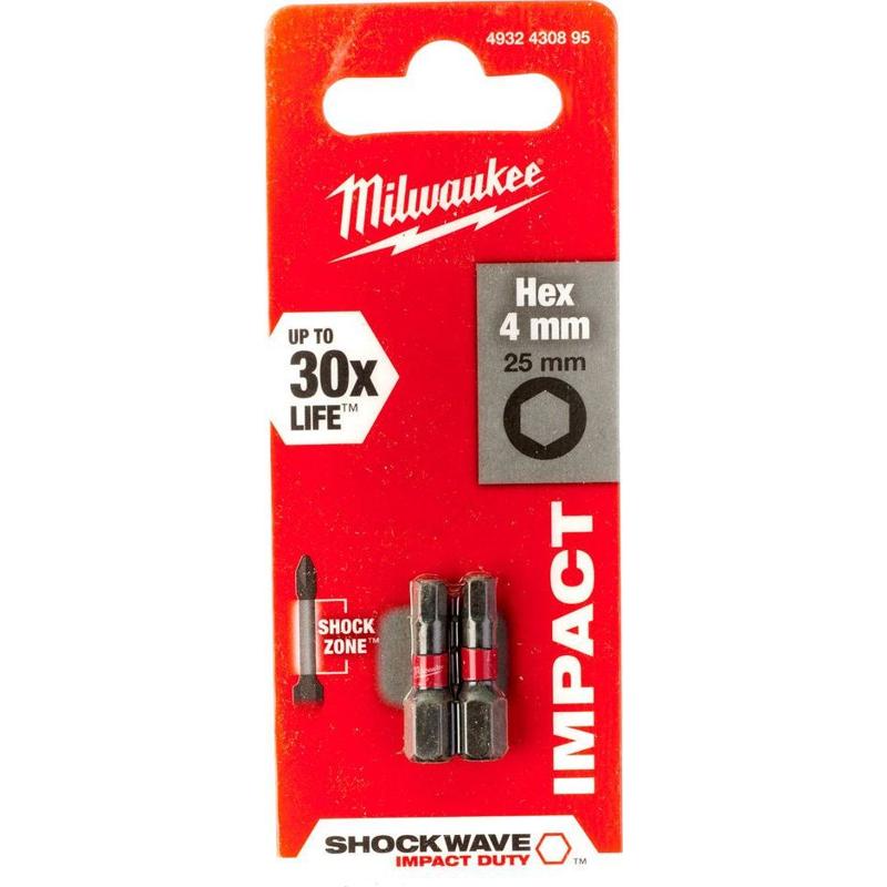 Набор бит Milwaukee Shockwave 4932430895, Hex4, 25 мм, 2 штуки