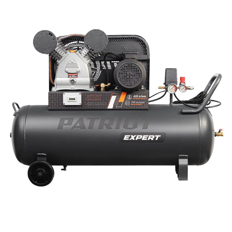 Компрессор Patriot KRX 420 L100 D 545302320, поршневой, ременной, масляный, 420 л/мин, 100 л, 10 бар, 2.2 кВт, 400 В в Муроме